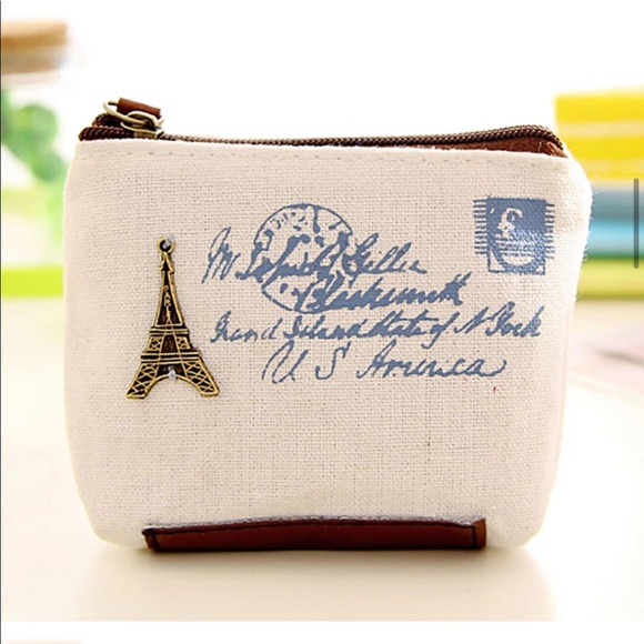 Canvas coin purse wallet cute mini Eiffel Tower - Picture 6 of 8